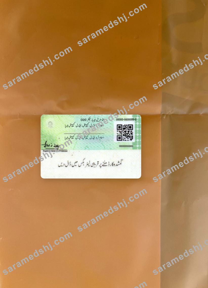 Pakistan national ID card photolook back